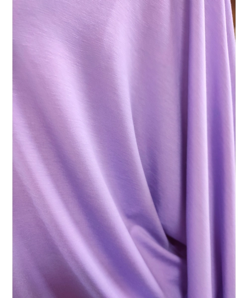 Liliowa bluzka z rękawem 3/4 kimono - lejący drapowany dekolt